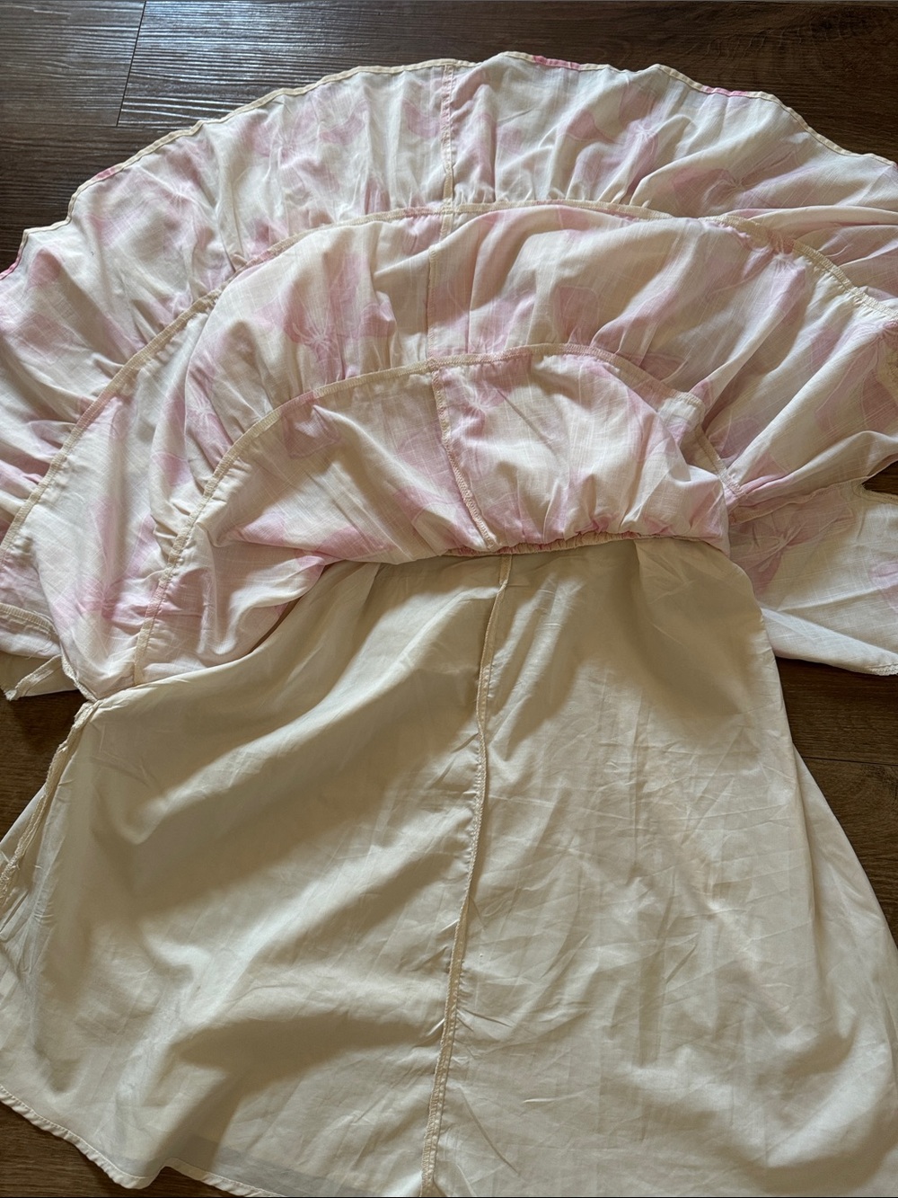 DAVI & DANI cream dress with pink bows🎀 size L - Picture 12 of 13